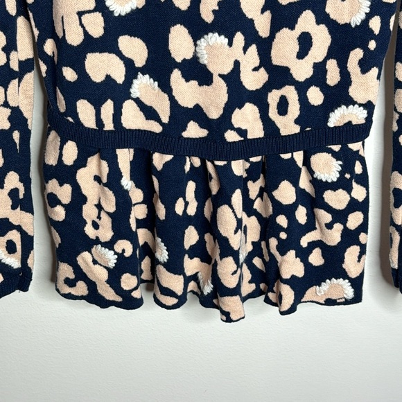 Anthropologie Moth leopard peplum embroidered cotton blend sweater size XS - Picture 8 of 11